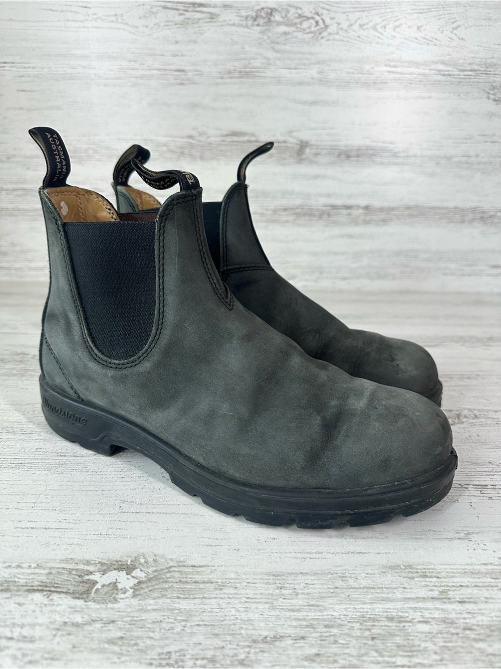 BLUNDSTONE Classic Chelsea Pull On Leather Boots 9 Gray